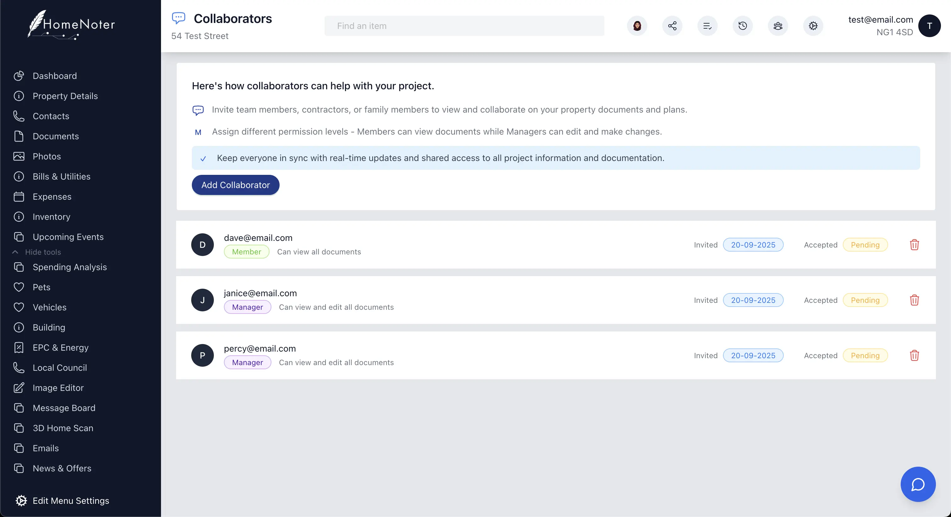 Share access with your team, family, contractors and tenants.